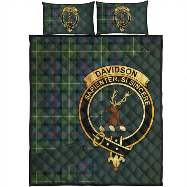 Davidson of Tulloch Tartan Crest Quilt Bed Set Oldest Style