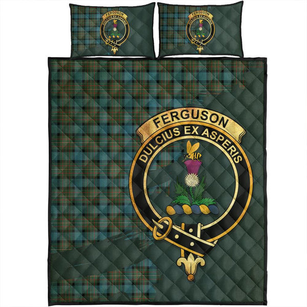 Fergusson Ancient Tartan Crest Quilt Bed Set Oldest Style