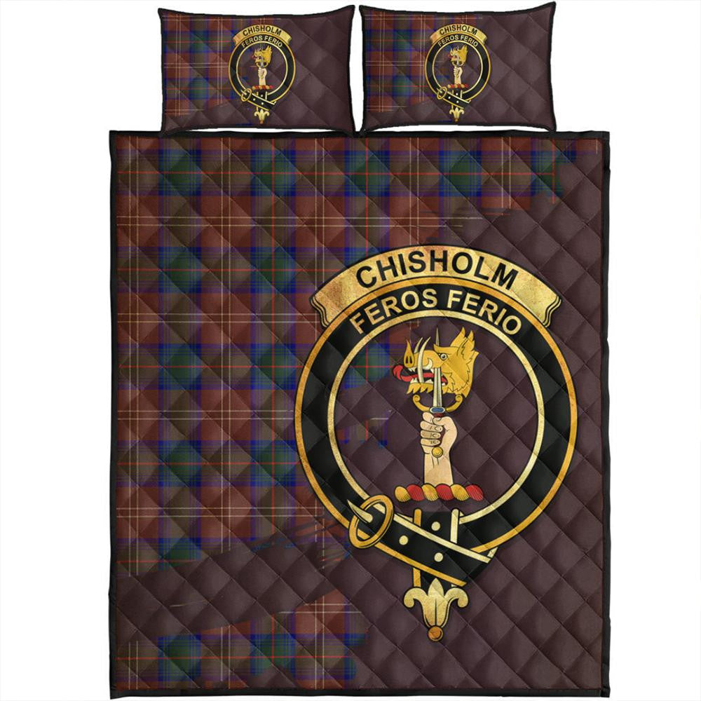 Chisholm Hunting Modern Tartan Crest Quilt Bed Set Oldest Style