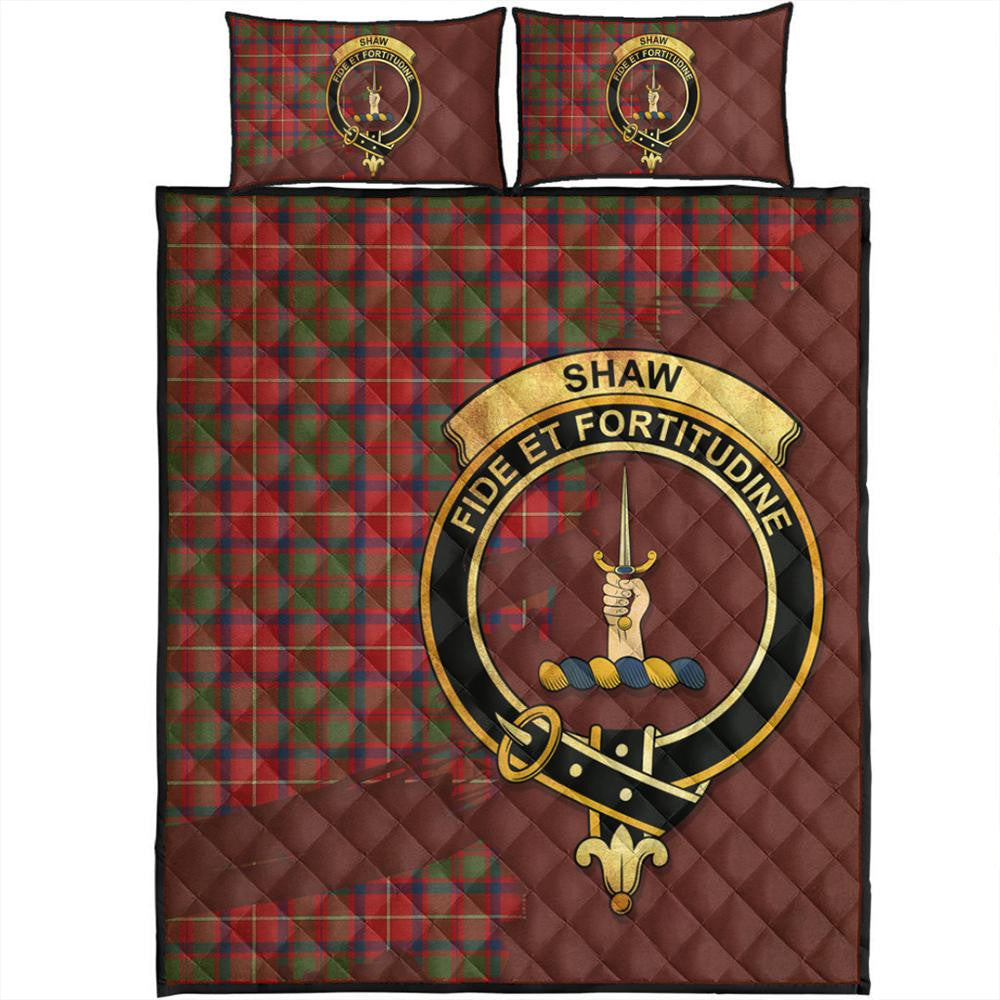 Shaw Red Modern Tartan Crest Quilt Bed Set Oldest Style