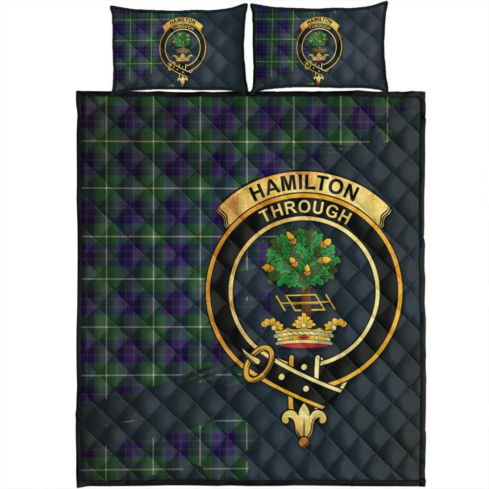 Hamilton Hunting Modern Tartan Crest Quilt Bed Set Oldest Style