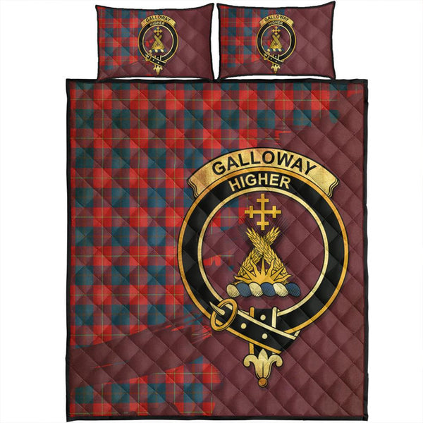 Galloway Red Tartan Crest Quilt Bed Set Oldest Style