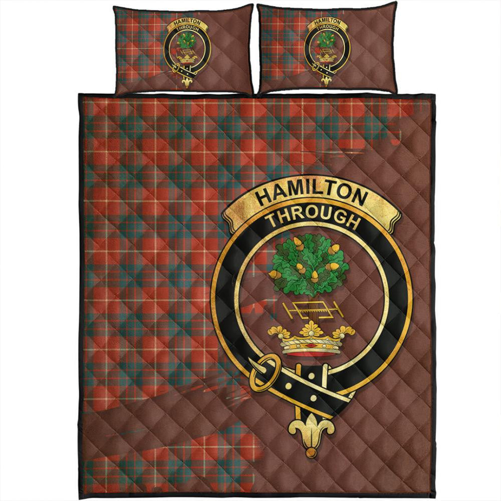 Hamilton Ancient Tartan Crest Quilt Bed Set Oldest Style