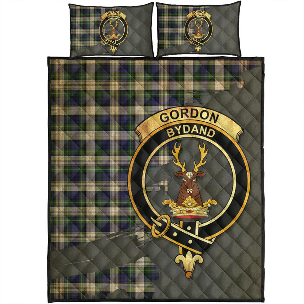 Gordon Dress Modern Tartan Crest Quilt Bed Set Oldest Style