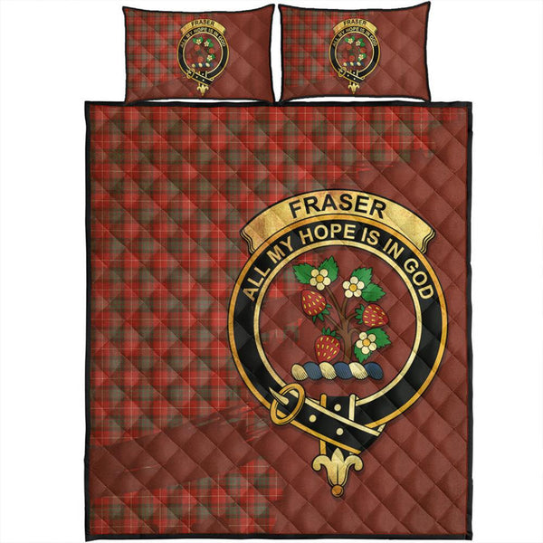 Fraser Weathered Tartan Crest Quilt Bed Set Oldest Style