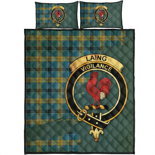 Laing Tartan Crest Quilt Bed Set Oldest Style