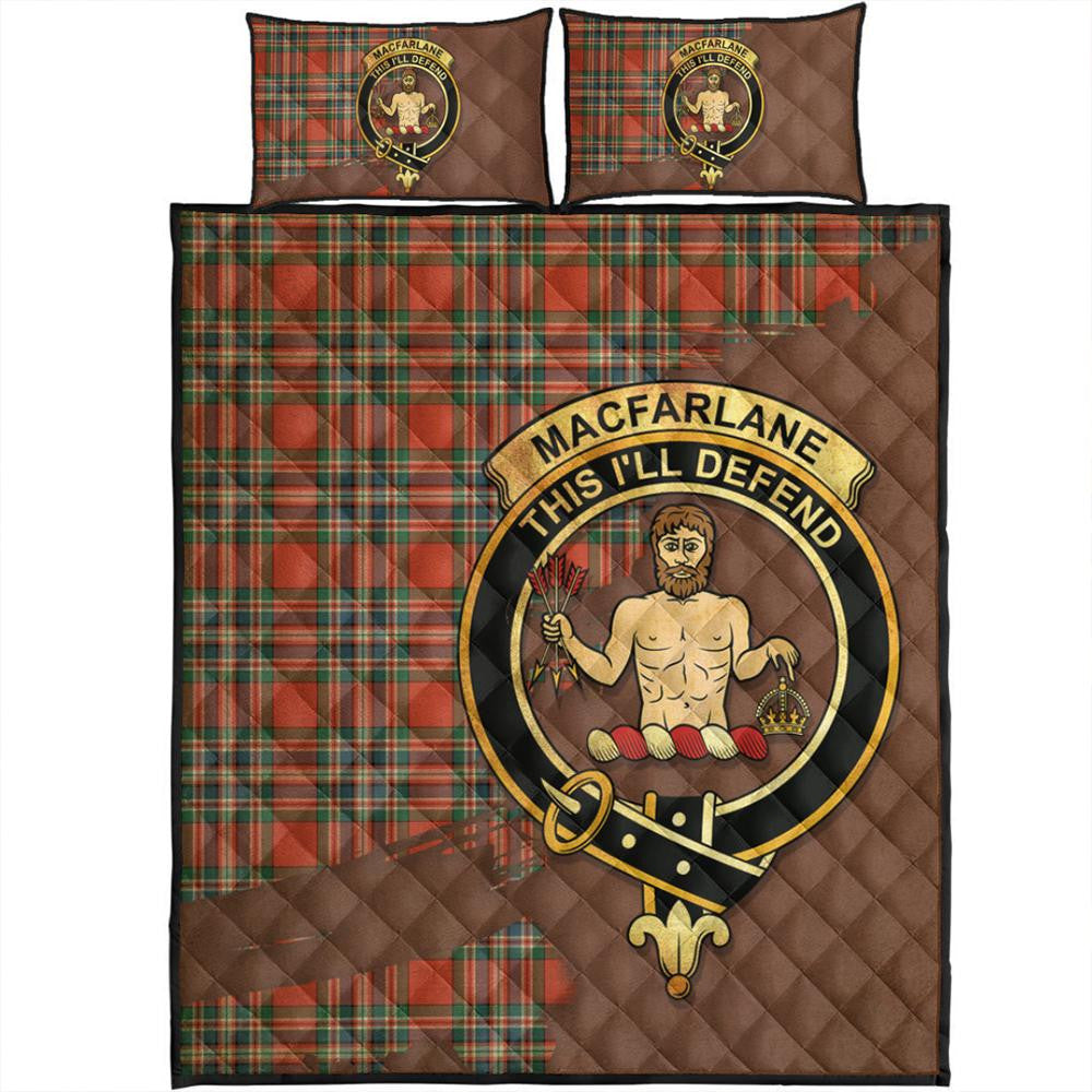 MacFarlane Ancient Tartan Crest Quilt Bed Set Oldest Style