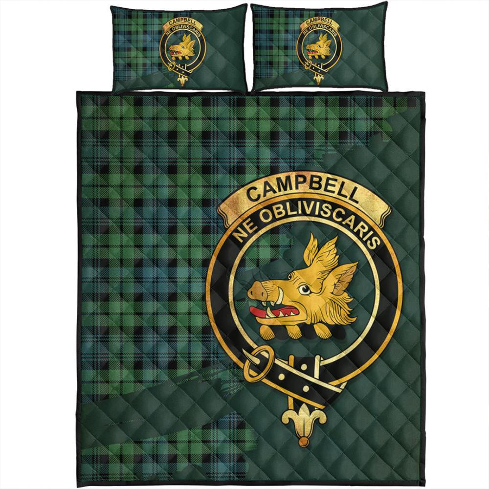 Campbell Ancient 01 Tartan Crest Quilt Bed Set Oldest Style