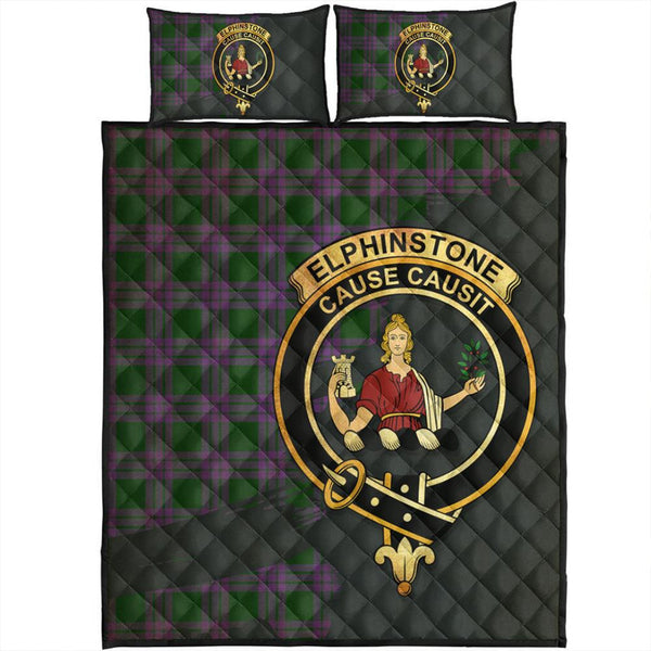 Elphinstone Tartan Crest Quilt Bed Set Oldest Style