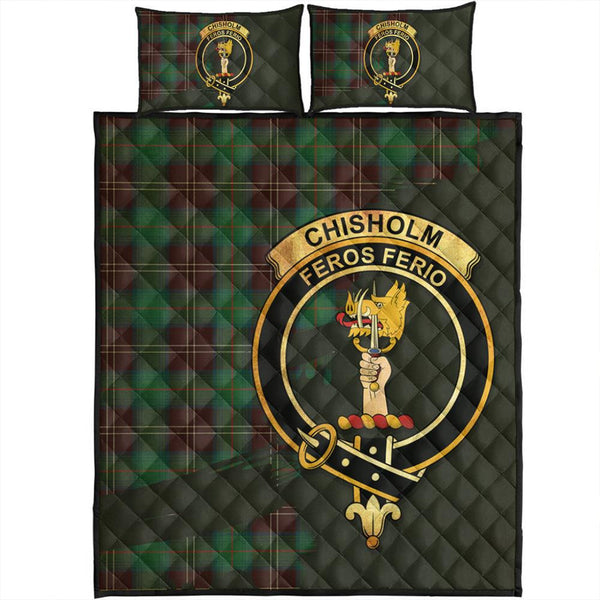 Chisholm Hunting Ancient Tartan Crest Quilt Bed Set Oldest Style