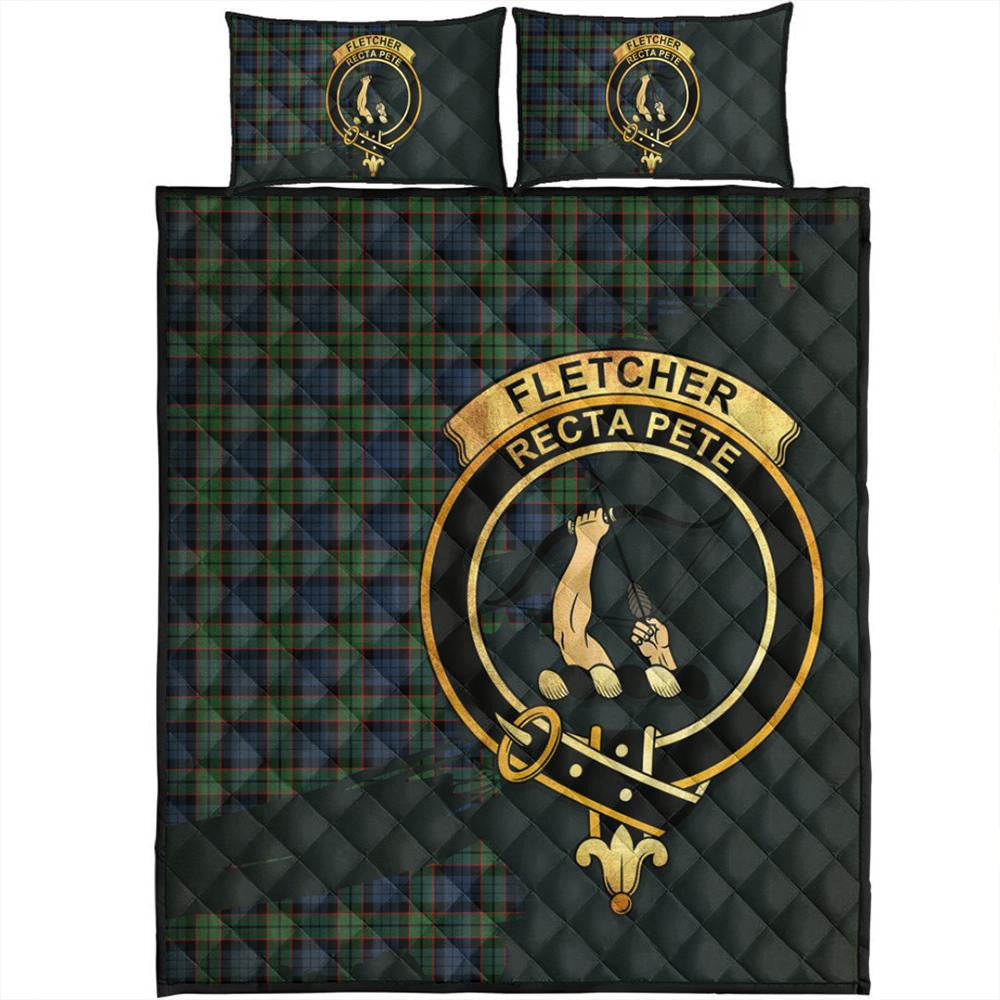 Fletcher Ancient Tartan Crest Quilt Bed Set Oldest Style