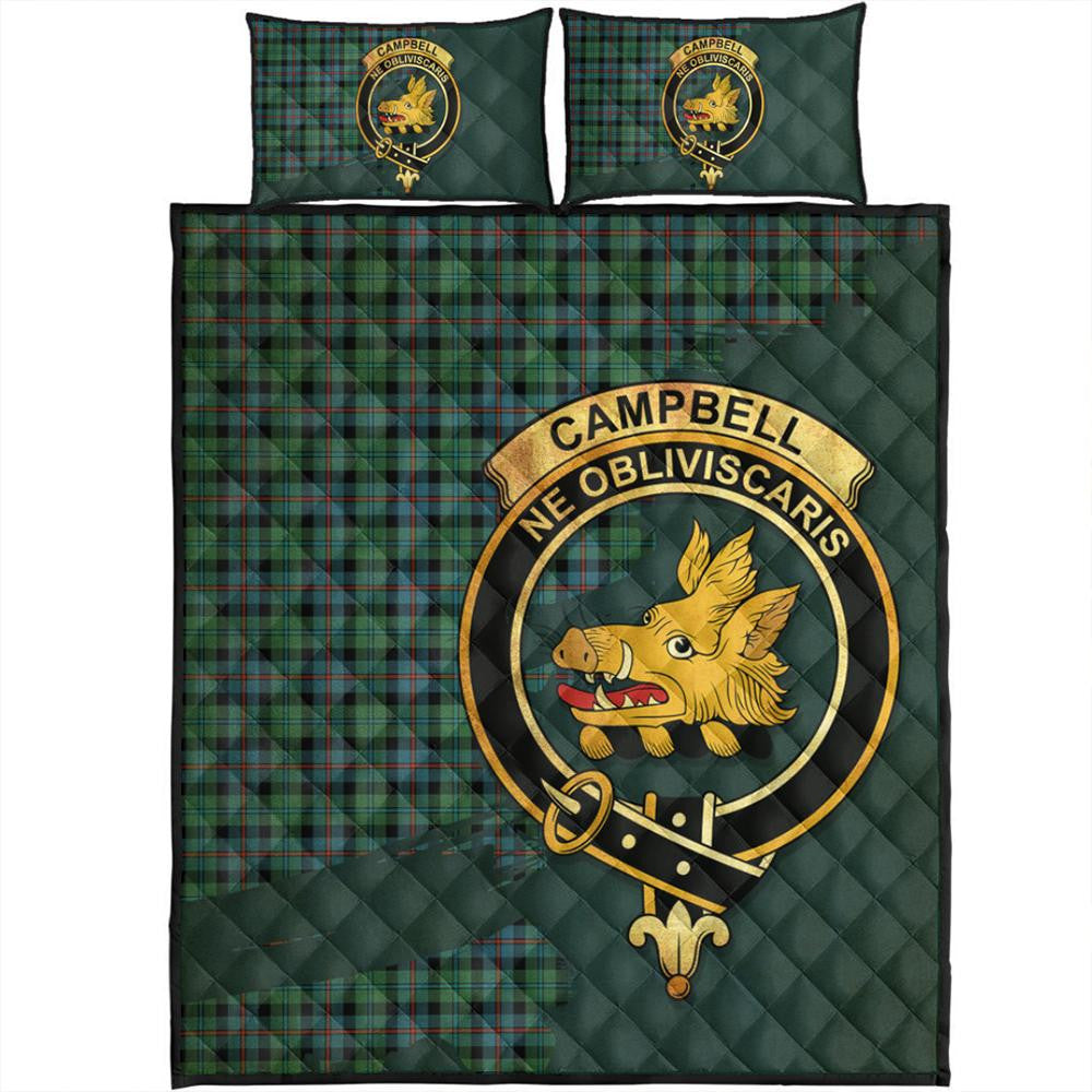 Campbell of Cawdor Ancient Tartan Crest Quilt Bed Set Oldest Style