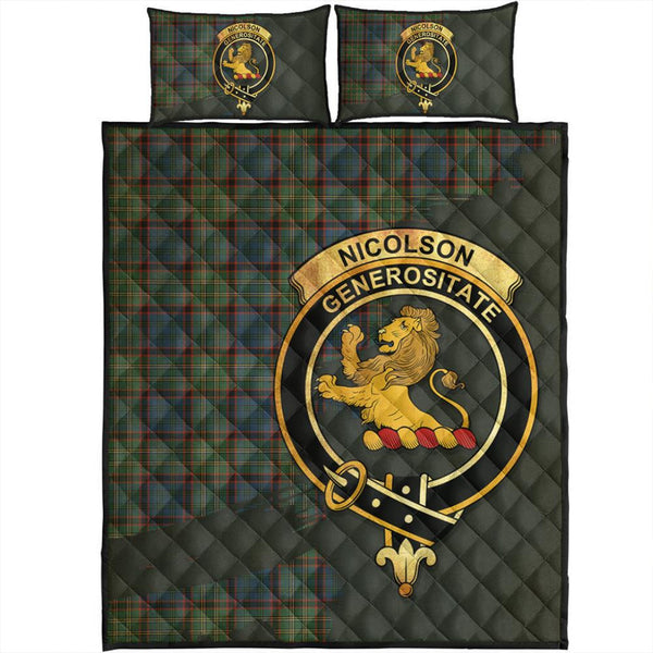 Nicolson Hunting Ancient Tartan Crest Quilt Bed Set Oldest Style