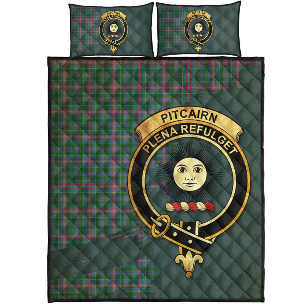 Pitcairn Hunting Tartan Crest Quilt Bed Set Oldest Style