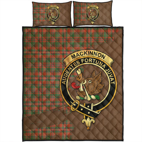 MacKinnon Ancient Tartan Crest Quilt Bed Set Oldest Style