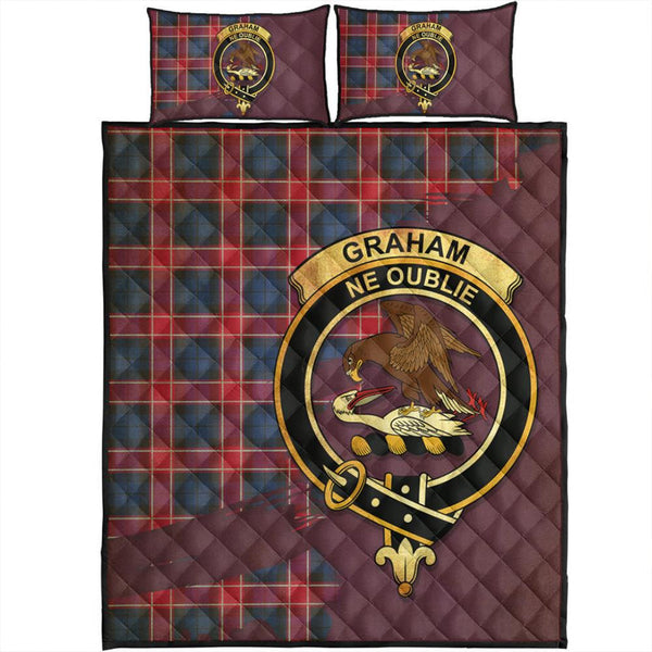 Graham of Menteith Red Tartan Crest Quilt Bed Set Oldest Style