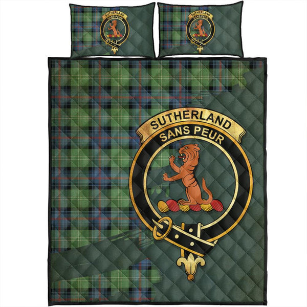 Sutherland Old Ancient Tartan Crest Quilt Bed Set Oldest Style