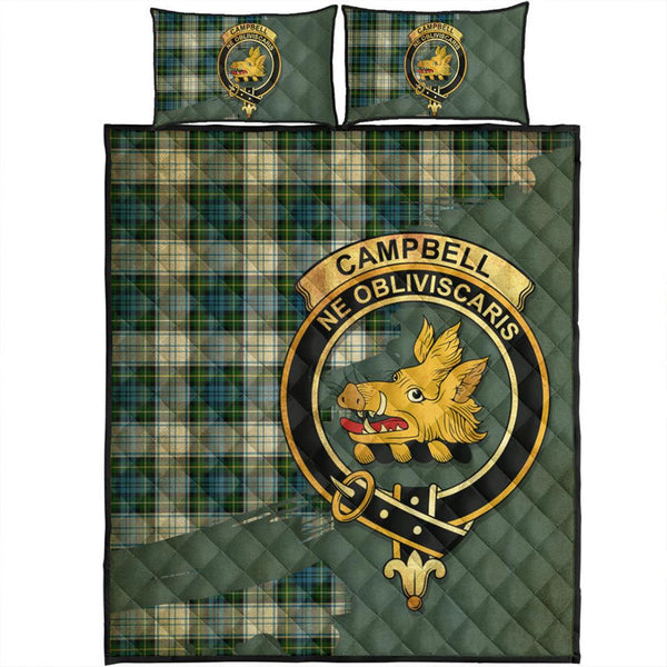 Campbell Dress Ancient Tartan Crest Quilt Bed Set Oldest Style