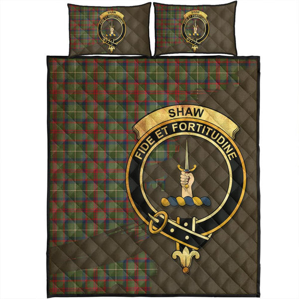 Shaw Green Modern Tartan Crest Quilt Bed Set Oldest Style