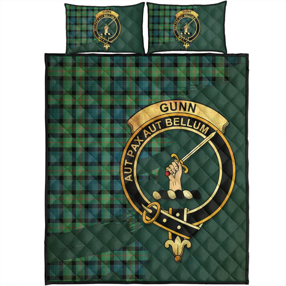 Gunn Ancient Tartan Crest Quilt Bed Set Oldest Style