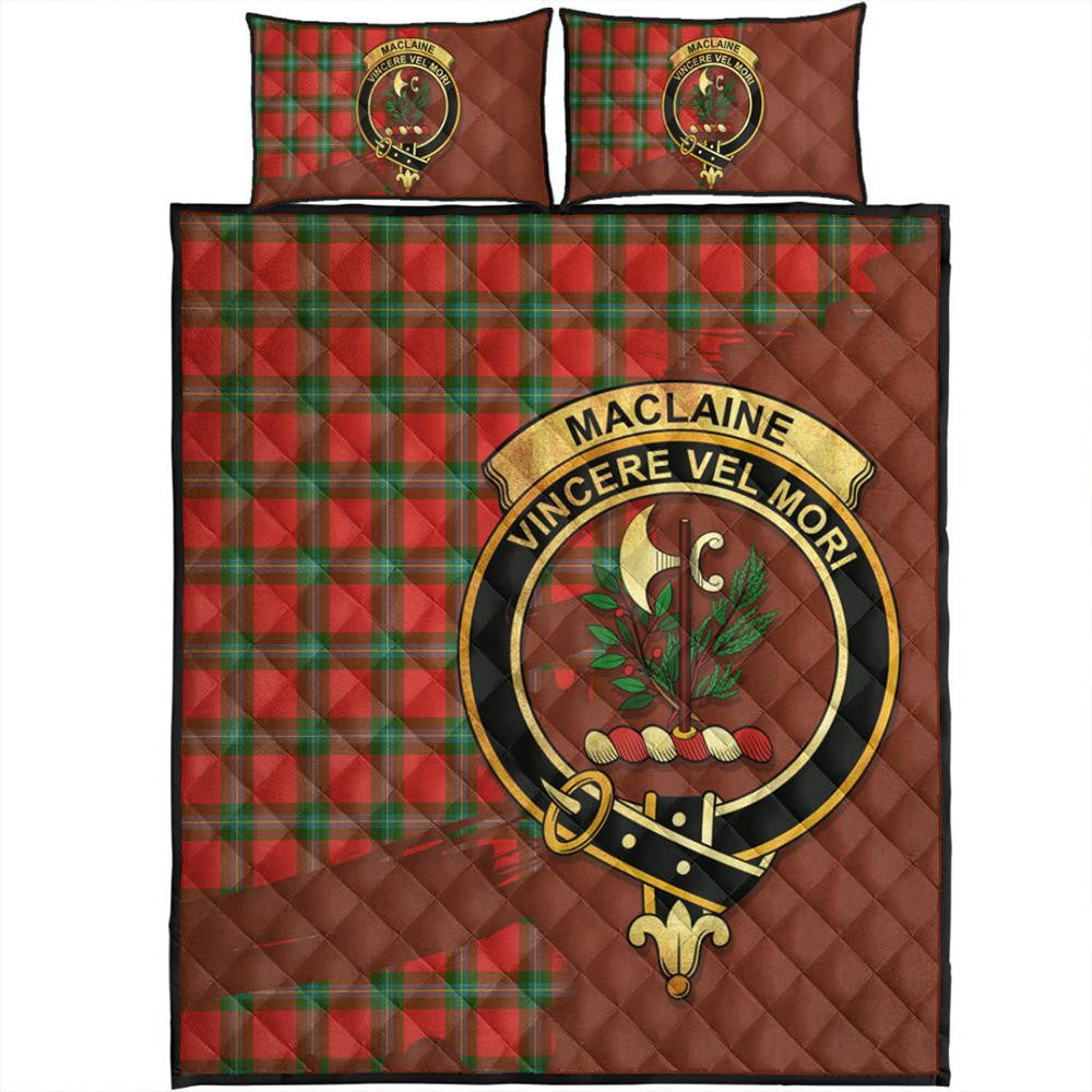 MacLaine of Loch Buie Hunting Ancient Tartan Crest Quilt Bed Set Oldest Style