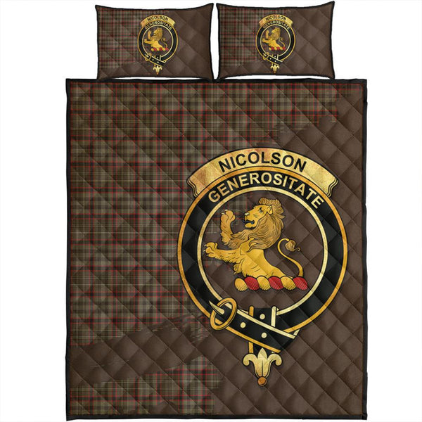 Nicolson Hunting Weathered Tartan Crest Quilt Bed Set Oldest Style