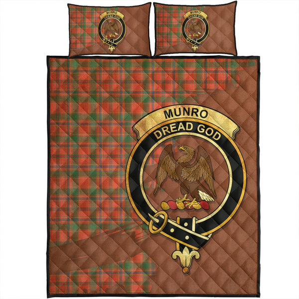 Munro Ancient Tartan Crest Quilt Bed Set Oldest Style