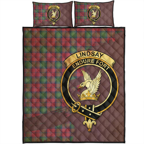 Lindsay Ancient Tartan Crest Quilt Bed Set Oldest Style