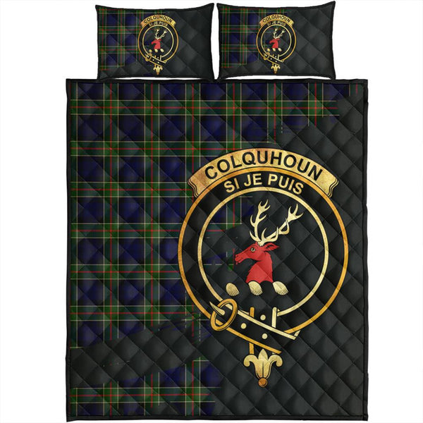 Colquhoun Modern Tartan Crest Quilt Bed Set Oldest Style