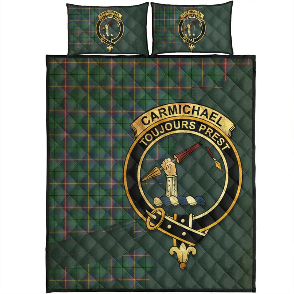 Carmichael Ancient Tartan Crest Quilt Bed Set Oldest Style