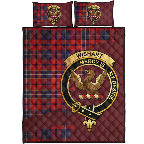 Wishart Dress Tartan Crest Quilt Bed Set Oldest Style