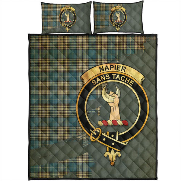 Napier Ancient Tartan Crest Quilt Bed Set Oldest Style