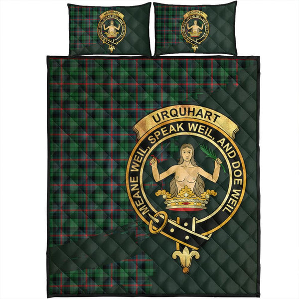 Urquhart Broad Red Ancient Tartan Crest Quilt Bed Set Oldest Style