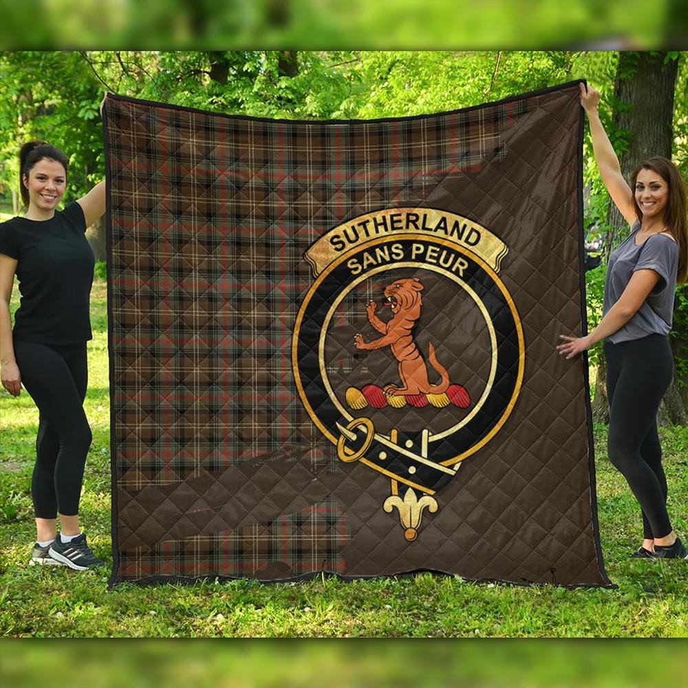 Sutherland Weathered Tartan Crest Premium Quilt Oldest Style