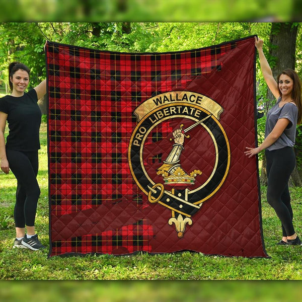 Wallace Hunting - Red Tartan Crest Premium Quilt Oldest Style