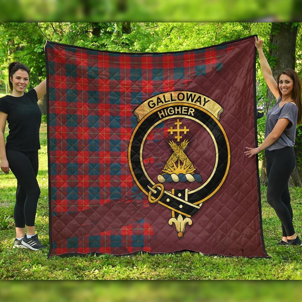 Galloway Red Tartan Crest Premium Quilt Oldest Style