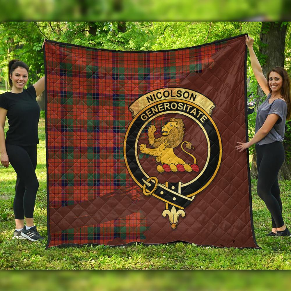 Nicolson Ancient Tartan Crest Premium Quilt Oldest Style