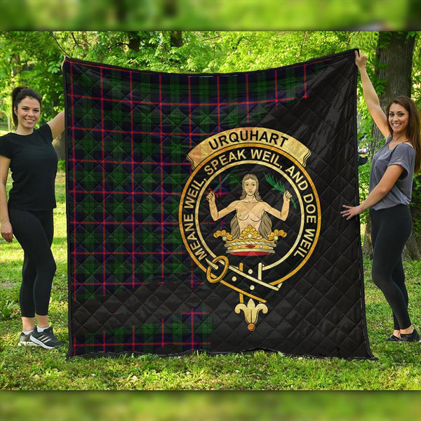 Urquhart Modern Tartan Crest Premium Quilt Oldest Style