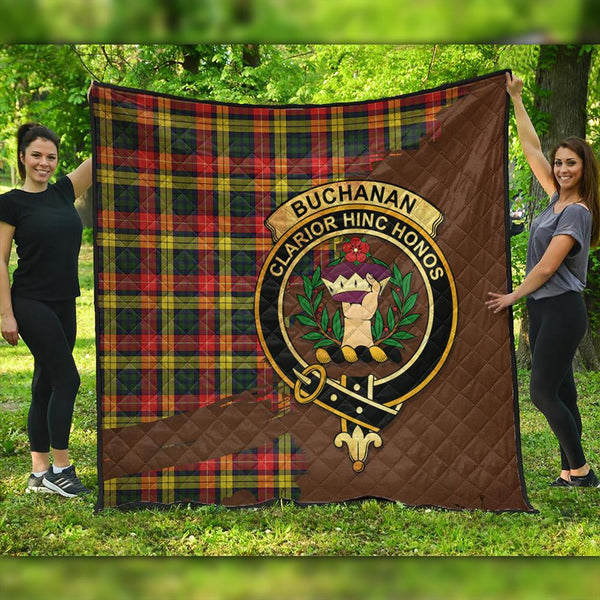 Buchanan Modern Tartan Crest Premium Quilt Oldest Style