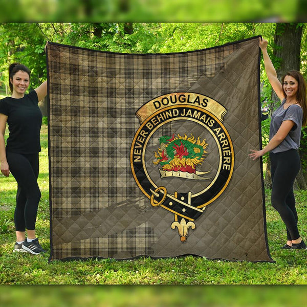 Douglas Grey Modern Tartan Crest Premium Quilt Oldest Style