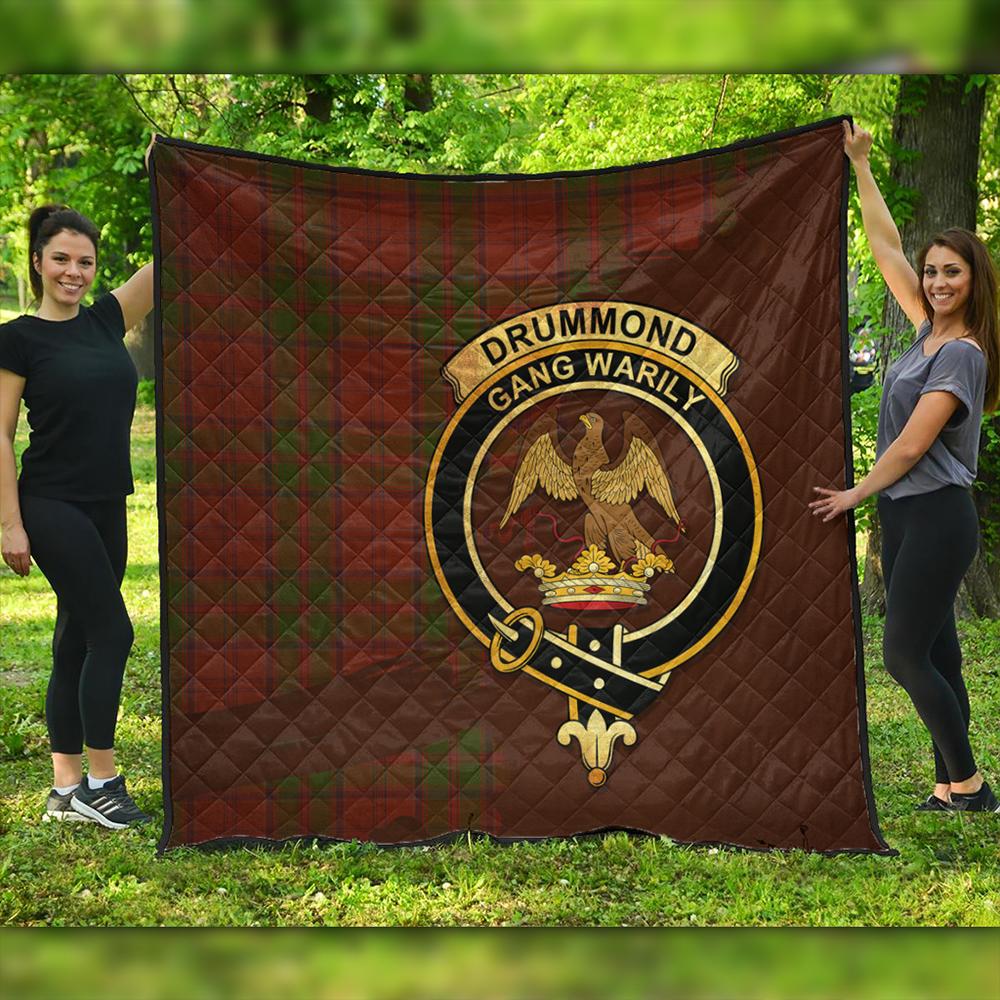 Drummond Clan Tartan Crest Premium Quilt Oldest Style