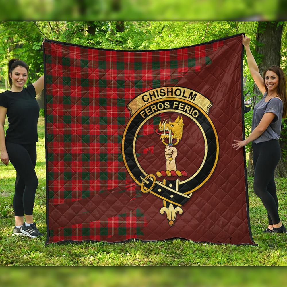 Chisholm Modern Tartan Crest Premium Quilt Oldest Style