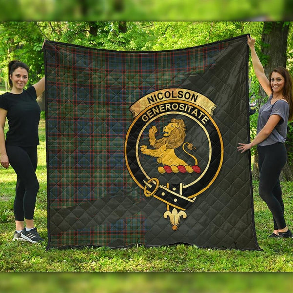 Nicolson Hunting Ancient Tartan Crest Premium Quilt Oldest Style