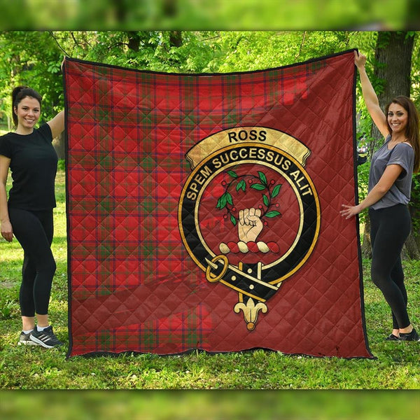 Ross Modern Tartan Crest Premium Quilt Oldest Style