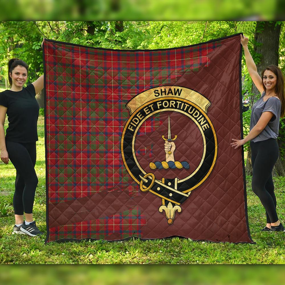 Shaw Red Modern Tartan Crest Premium Quilt Oldest Style