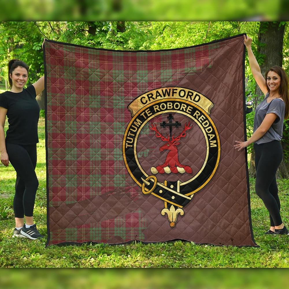 Crawford Ancient Tartan Crest Premium Quilt Oldest Style