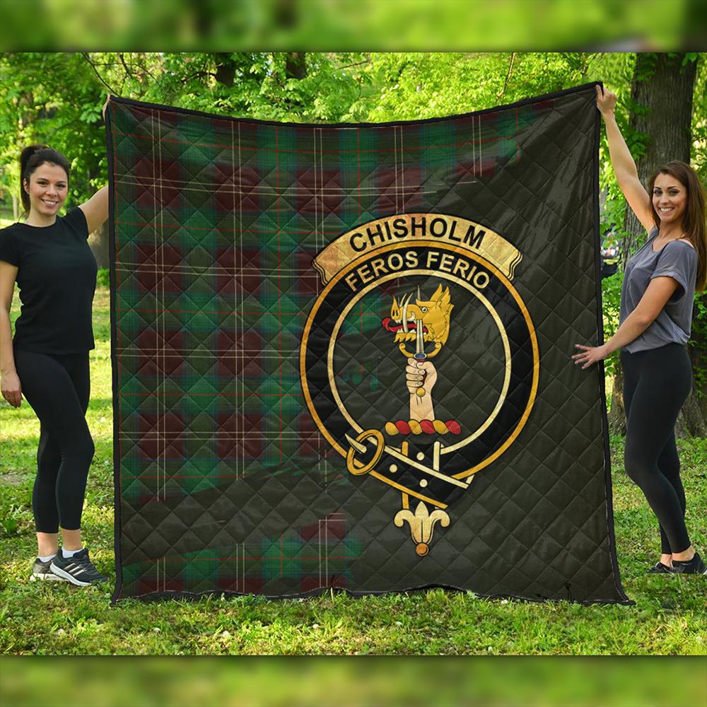 Chisholm Hunting Ancient Tartan Crest Premium Quilt Oldest Style