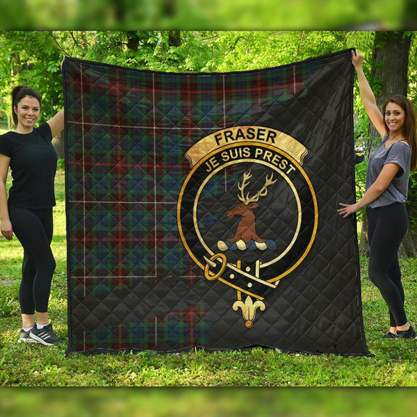 Fraser Hunting Ancient Tartan Crest Premium Quilt Oldest Style