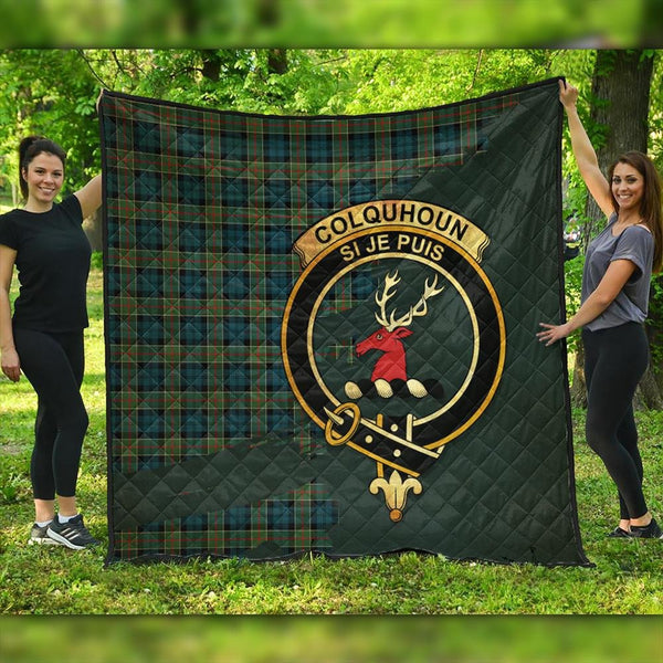 Colquhoun Ancient Tartan Crest Premium Quilt Oldest Style