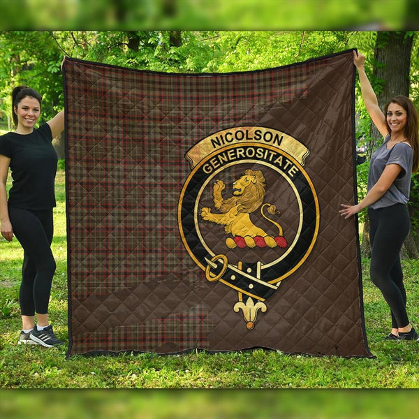 Nicolson Hunting Weathered Tartan Crest Premium Quilt Oldest Style